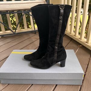 Manas Design Italy Black Suede Heeled Boots 7